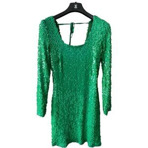 DIXIE Sequinned stylish Dress Mini Dress Green Color Made in Italy Size S.